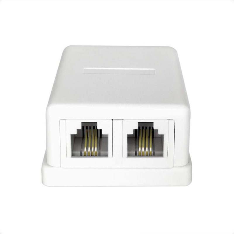 NECABLES Phone Jack Surface Mount Dual Port Telephone Jack Box 4 Screw Terminals to 2 RJ11 6P4C Female White - Image 3